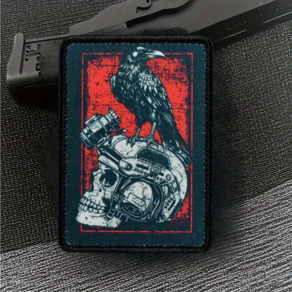 "Victory or Death" Skull Black Crow Badge Patch Tactical Armband Hook and Loop Backpack Stickers