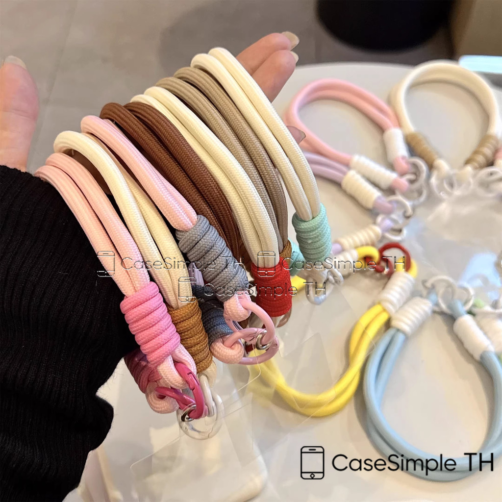สีสันทอเคสโทรศัพท์เชือกเส้นเล็กน่ารักหวานสดสร้อยข้อมือแฟชั่นกำไลข้อมือสีทึบ Macron สีทอเชือกเส้นเล็กโทรศัพท์