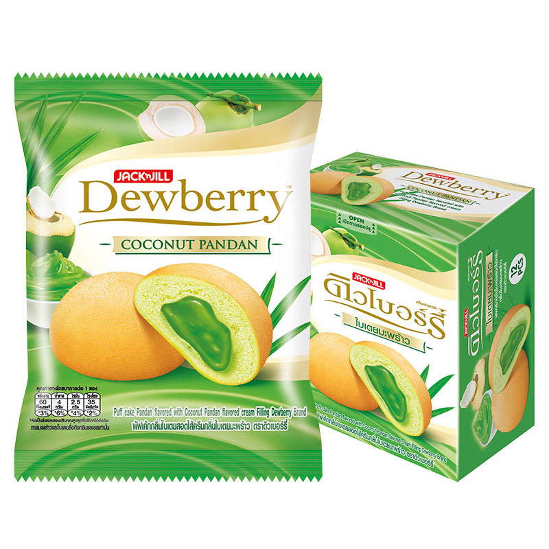 ดิวเบอร์รี่ เค้กใบเตยมะพร้าว 15 ก. 12 ชิ้น (DEWBERRY Cake Coconut Pandan 15 g 12 pcs)