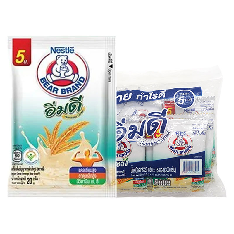 ตราหมี อิ่มดี เครื่องดื่มธัญญาหาร อิ่มดี 20 ก. x 15 (BEAR BRAND IMM-D Instant Cereal Imm Dee 20 g x 15)
