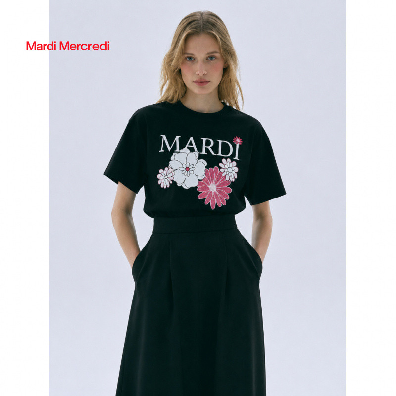 MARDI MERCREDI 26SS TSHIRT เสื้อยืดแขนสั้นคอกลม ลายพิมพ์สวนดอกไม้ ซีรีส์ Spring Summer ของแท้ 100% พร้อมส่ง