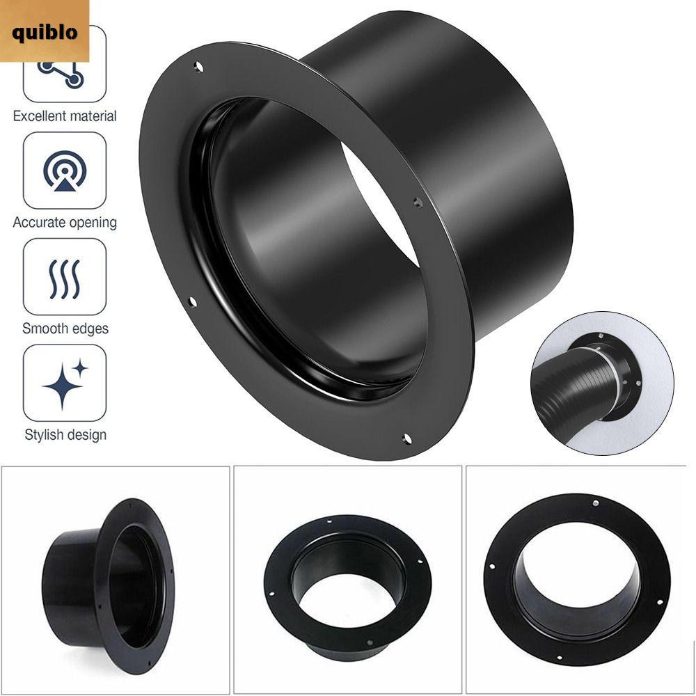 QUIBLO Wall Flange Connector, ข้อต่อท่อระบายอากาศทรงกลมพลาสติก, อุปกรณ์ในครัวเรือน Black Vent Pipe Adapter ท่อระบายอากาศ