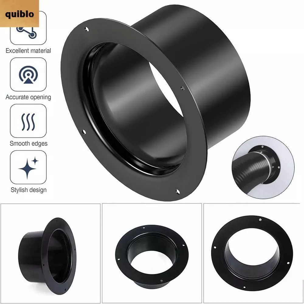 QUIBLO Wall Flange Connector, ข้อต่อท่อระบายอากาศทรงกลมพลาสติก, อุปกรณ์ในครัวเรือน Black Vent Pipe Adapter ท่อระบายอากาศ