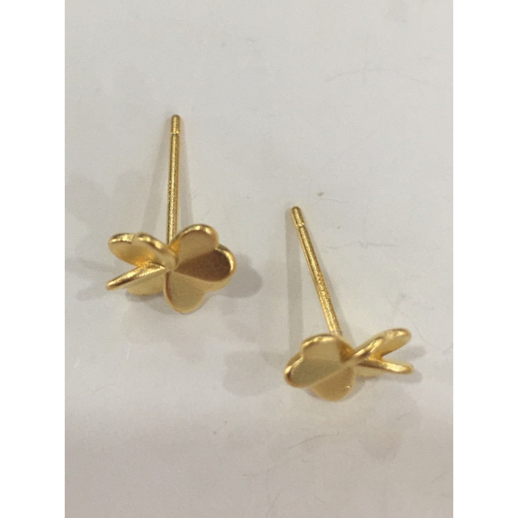 24K Golden Lucky Four Leaf Clover ต่างหูสตั๊ด 999 ต่างหูทองคําบริสุทธิ์หญิงของขวัญวันเกิดวันวาเลนไทน