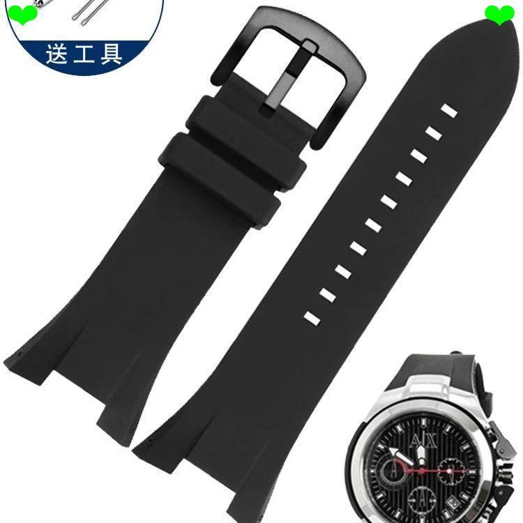 สายนาฬิกา ปรับให้เข้ากับ Armani Armani AX1803/AX1802/AX1050 Series ชาย Notch สายนาฬิกาซิลิโคนกันน้ํา