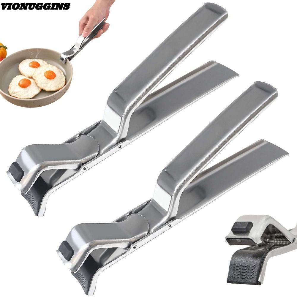 VIONUGGINS จานร้อน Gripper, มัลติฟังก์ชั่นสแตนเลส Anti Scalding คลิป, ลื่นชามอาหารแหนบ Gadgets ครัว