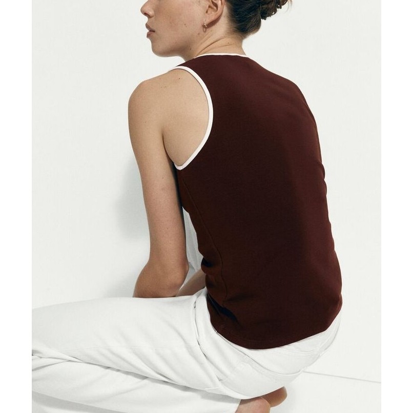 H&M(เอชแอนด์เอ็ม) เสื้อกล้ามผ้าฝ้ายริบ ผู้หญิง 1332188_1
