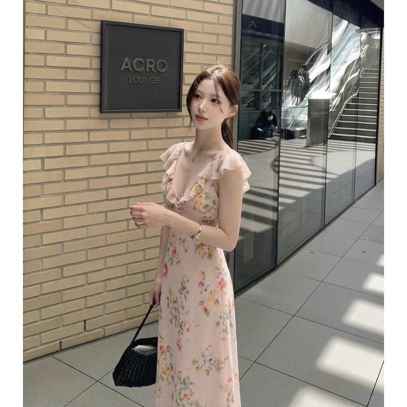 PICHA_BRAND : FLORAL SEASON SLIM DRESS ชุดเดรสยาวMaxi dress