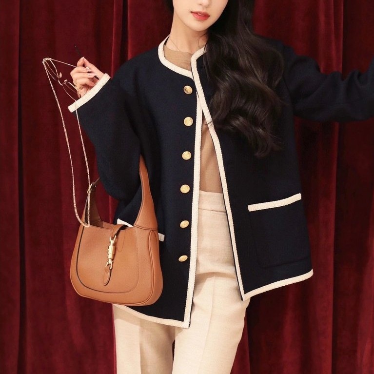 Xiao Zhan Chen Zheyuan สไตล์เดียวกัน [ระดับทดสอบ] Gu * ci Jacket Twin Series 23 สไตล์โชว์ GG Navy Bl