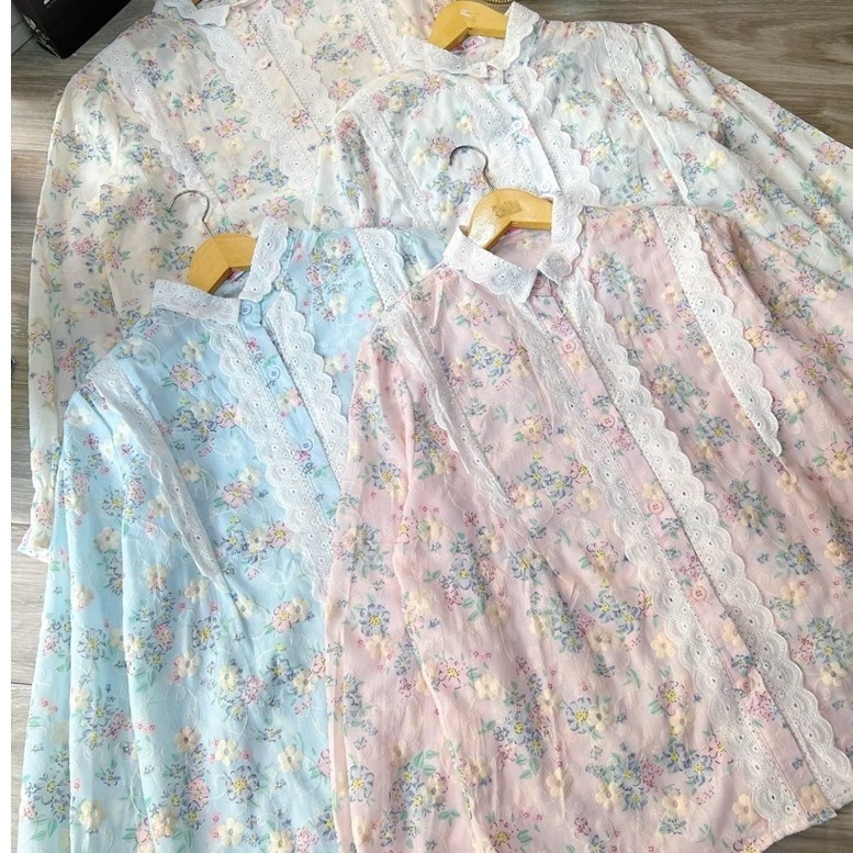 KEMEJA Flower Embordir Shirt Top โดย Daily Look
