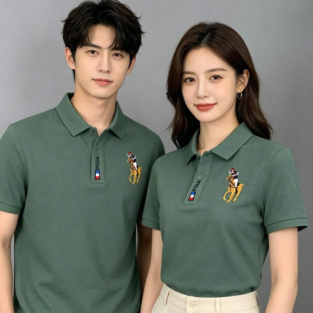 เสื้อโปโลแขนสั้นซับเหงื่อแห้งเร็ว สไตล์เรียบหรู ชายหญิงคู่รัก ทำงานเที่ยวใส่ได้【ส่งไวจากกรุงเทพฯ】