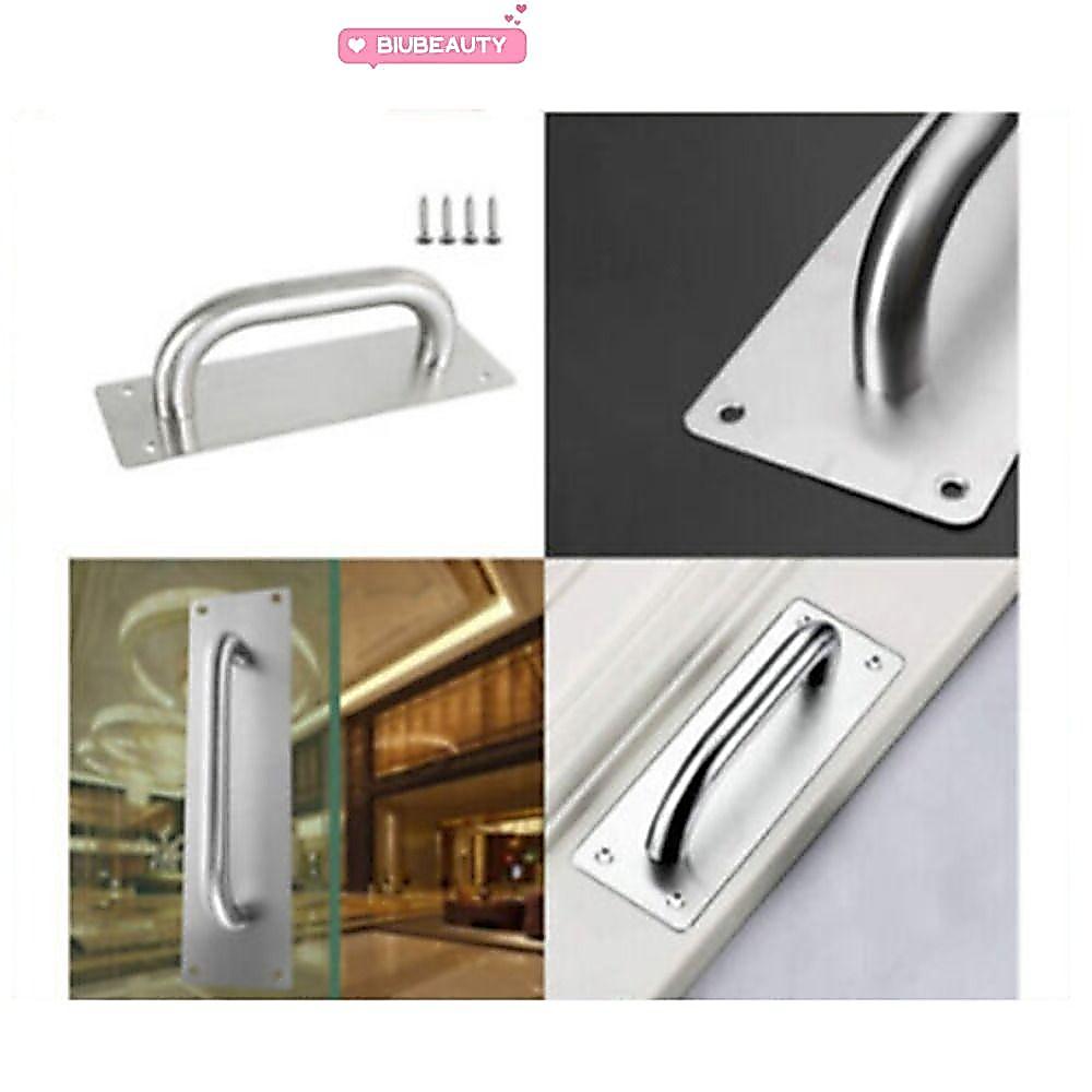 BIUBEAUTY มือจับประตู มือจับฮาร์ดแวร์สแตนเลส D Pull ฮาร์ดแวร์ประตู Silver Black Doorknob Fire เลื่อน