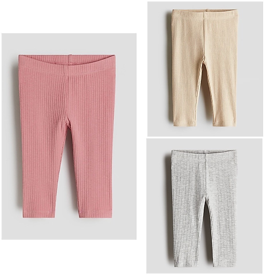 H&M กางเกงเลกกิ้ง ผ้าร่อง เด็กเล็ก ไซด์แรกเกิด - 12 เดือน ของใหม่ แท้ พร้อมส่ง