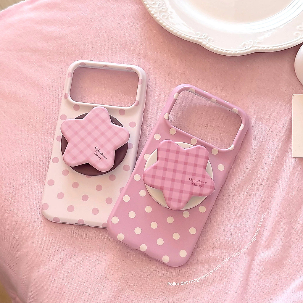 [Sheren] เคสโทรศัพท์สีชมพูลายจุดเหมาะสําหรับ i17 16 15 14 13 12 11 pro max เคสไอโฟน