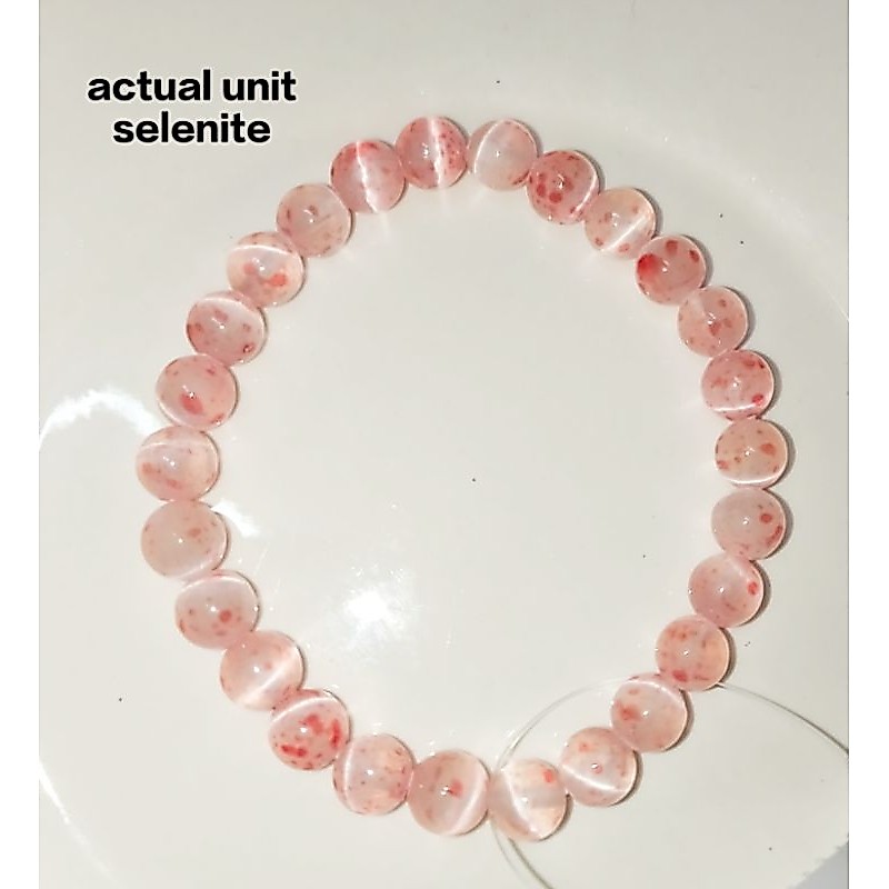 (เสริม) 8MM PINK COLOUR SELENITE CRYSTAL BRACELET