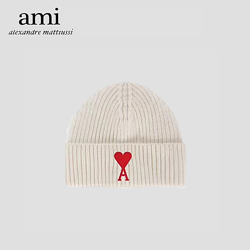 『 AMI Paris 』🇰🇷 หมวก Ami Paris หมวกขนสัตว์ การถักนิตติ้ง รัก ให้ความอบอุ่น
