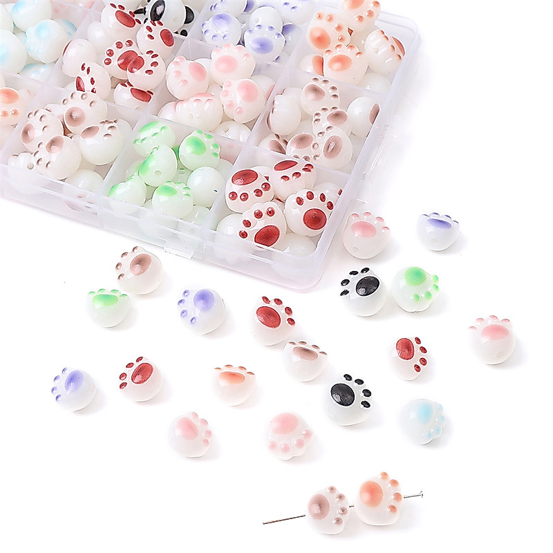 น่ารักเรซิ่นแมว Paw ลูกปัดหลวม Spacer ลูกปัดสําหรับ Handmade DIY สร้อยข้อมือสร้อยคอ DIY เครื่องประดับทําอุปกรณ์เสริม
