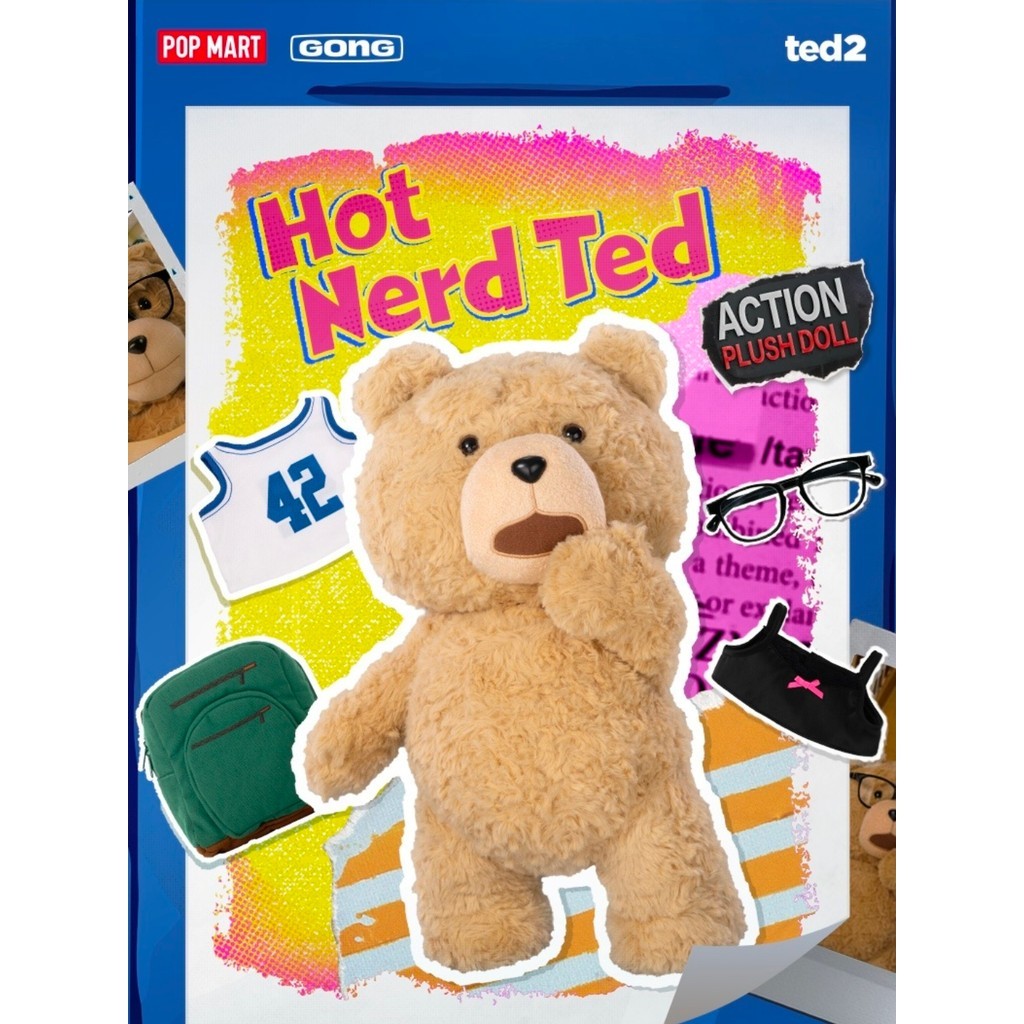 [ของแท้อย่างเป็นทางการ] < Ted2 > -Teddy Bear ตุ๊กตาผ้ากํามะหยี่เคลื่อนย้ายได้-Hot Nerd Ted, มิถุนายน
