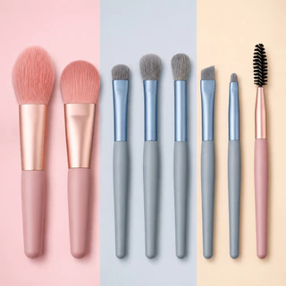 ชุดแปรงแต่งหน้า 8ชิ้น [สไตล์หลากสี] แปรงแต่งหน้า Morandi Beauty Blush Loose Powder Brush ชุดแปรงแต่งหน้าชุดเต็มของ