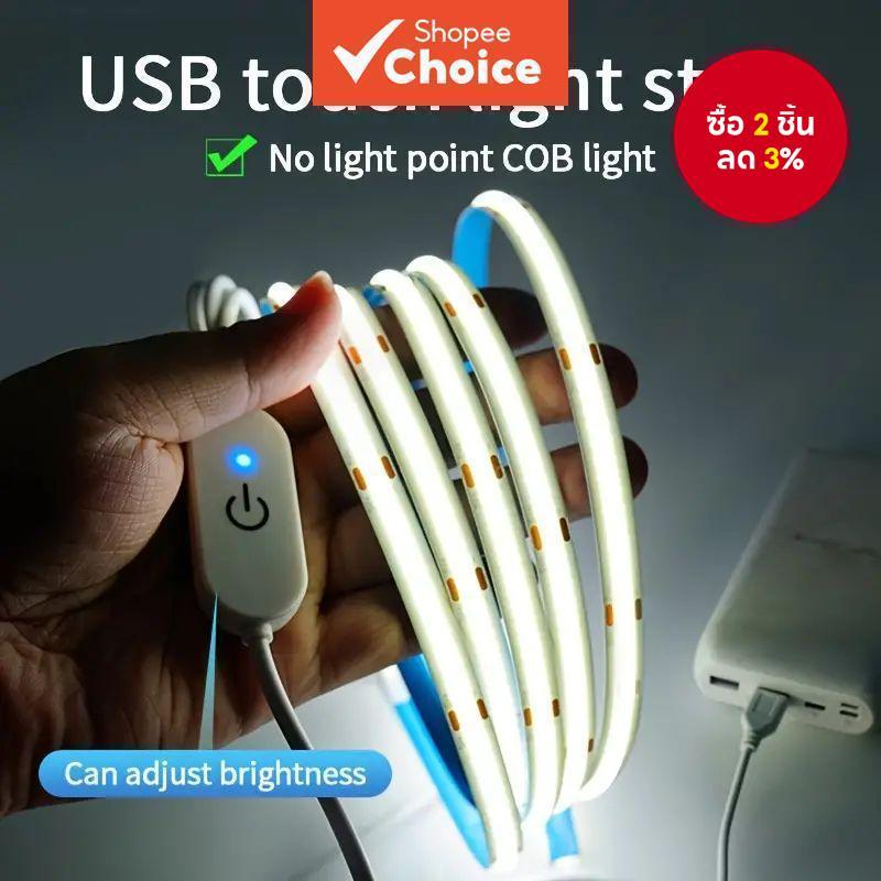1-5M COB LED Light Strip, Touch Dimmer ยืดหยุ่นไดโอดเทป 5V USB สําหรับ TV Backlight Wall Decor