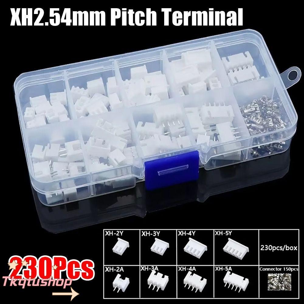 IMIHAN1 230 ชิ้น 2.54 มิลลิเมตร Pitch Terminal, ชุดที่อยู่อาศัยชายและหญิง Pin Connector, XH2.54 2 P 3 P 4 P 5pin 4 ค่า Terminal Connector Kit