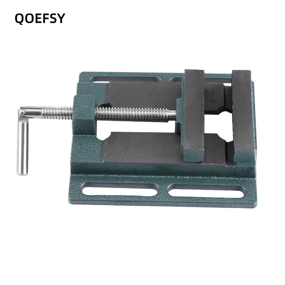 QOEFSY Milling Vice, 4" ขนาดเปิดเจาะเหล็กหล่อกด Vice, Professional Heavy Duty Multi-Groove Vice Jaw 