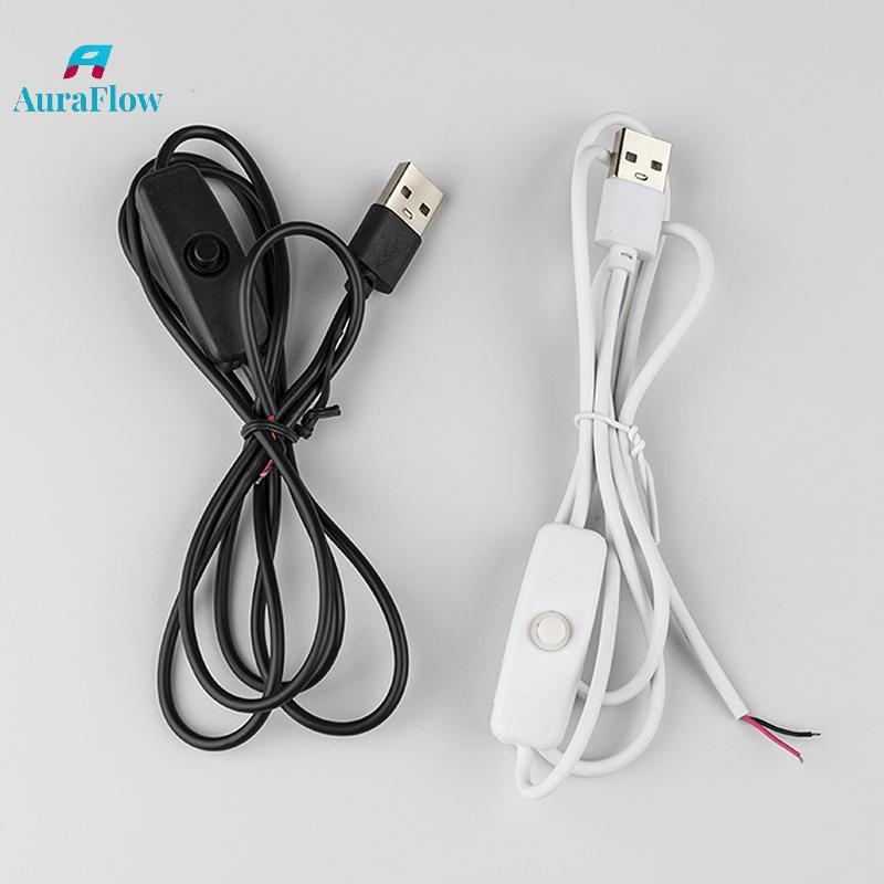 AuraFlow 5V สวิทช์สายไฟ 1 M/1.5 M USB ชาย 2 Core การเชื่อมต่อสาย 501 ปุ่ม ON OFF 2A สําหรับ LED Strip โคมไฟหลอดไฟใหม่
