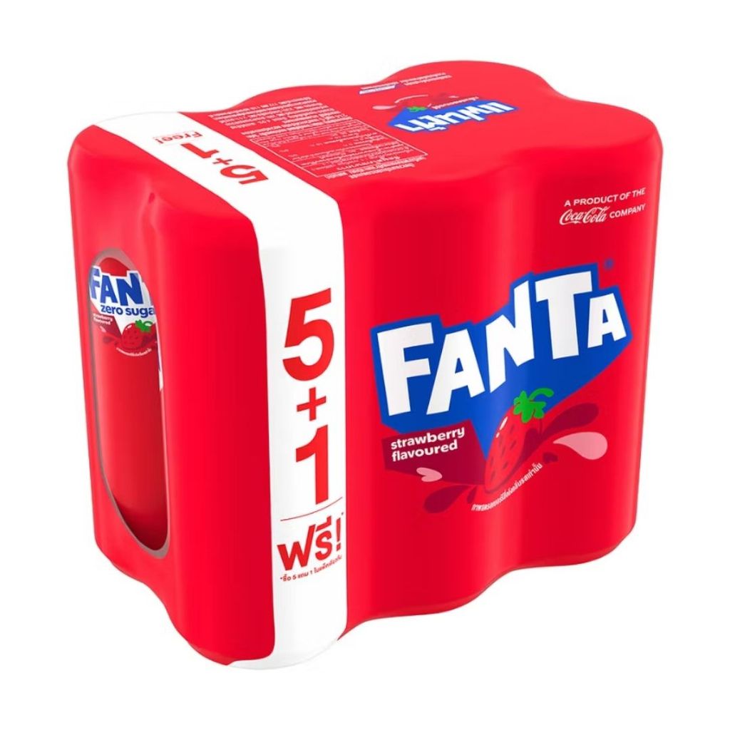 แฟนต้า น้ำอัดลมสตรอเบอร์รี่ Fanta Strawberry 325ml. Pack6