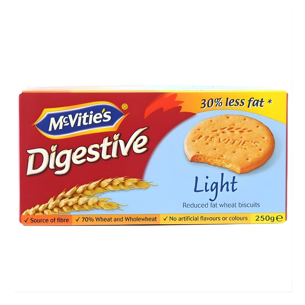 [3 แพ็ค] McVitie's Digestive Light แมคไวตี้ส์ ไดเจสทีฟ ไลท์ บิสกิตข้าวสาลีสูตรไขมันลดลง 250 กรัม