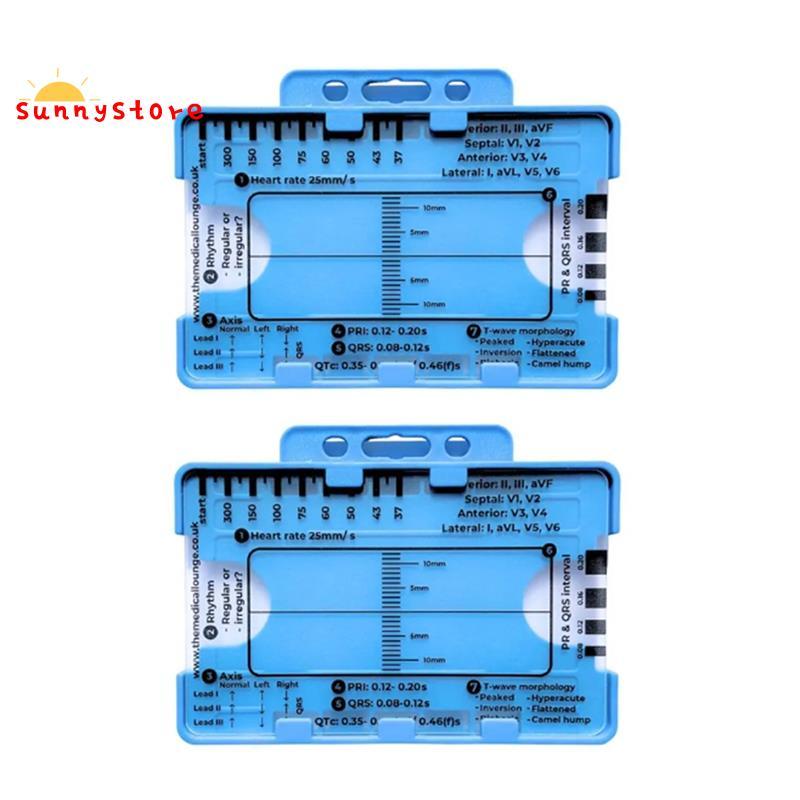 2PCS ECG 7 Step ไม้บรรทัด ECG 7 ขั้นตอนไม้บรรทัดสําหรับ ECG 7 Step ไม้บรรทัด แบบพกพา Assessment เครื