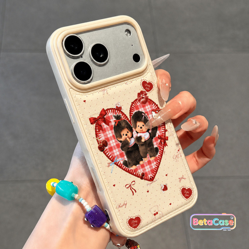 เคสโทรศัพท์ลายลิงน่ารักพร้อมลายหัวใจและโบว์ Case iPhone 17 16 15 14 13 12 11 11 11pro 15plus