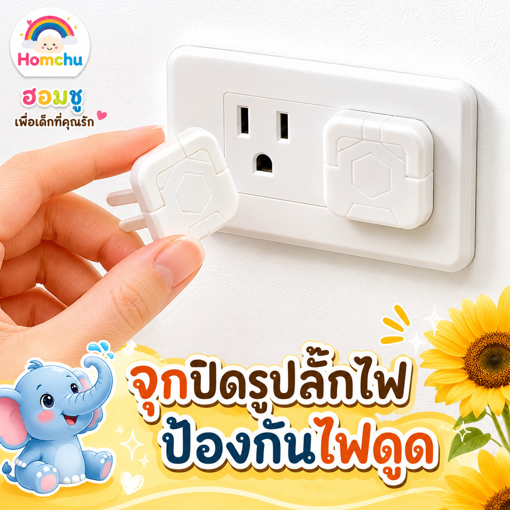 พร้อมส่ง✨จุกปิดรูปลั๊กไฟ ที่อุดรูปลั๊กมีที่จับ กันเด็กแหย่ กันไฟช็อต ป้องกันไฟดูด