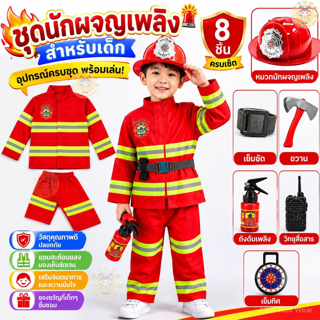 💥ถูกที่สุด💥ชุดดับเพลิงเด็ก ได้ครบเซ็ต ชุดอาชีพเด็ก ชุดอาชีพในฝัน ชุดนักดับเพลิงเด็ก ชุดแฟนซีเด็ก