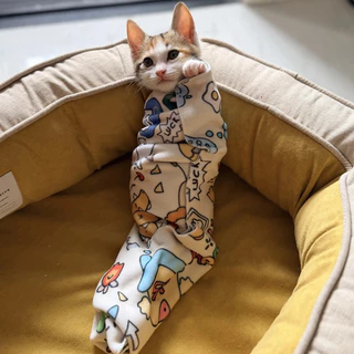 PET ผ้าห่อตัวแมวเนื้อนุ่ม ป้องกันข่วน ดิ้นไม่หลุด สำหรับตัดเล็บอาบน้ำ ดูแลลูกแมวหลังอาบน้ำ