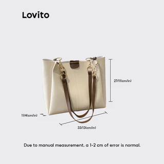 Lovito กระเป๋าถือสะพายไหล่ลำลองสำหรับเดินทาง ใช้ในชีวิตประจำวัน ไปโรงเรียน/นักเรียน สไตล์เกาหลี เรียบง่าย ความจุสูง เหมาะสำหรับทุกฤดูกาล กระเป๋าถือสำหรับผู้หญิง LFA04285