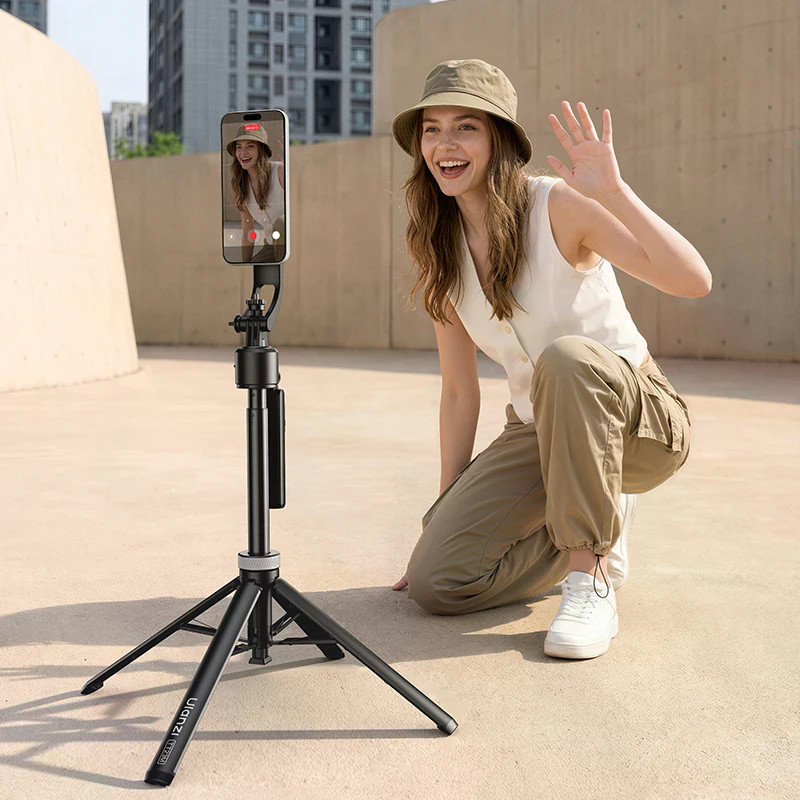 พร้อมสต็อก Ulanzi TT23M ขาตั้งกล้องโทรศัพท์แม่เหล็กอเนกประสงค์ 34 ซม. พับ 360° AI ไม้เซลฟี่ติดตามใบห