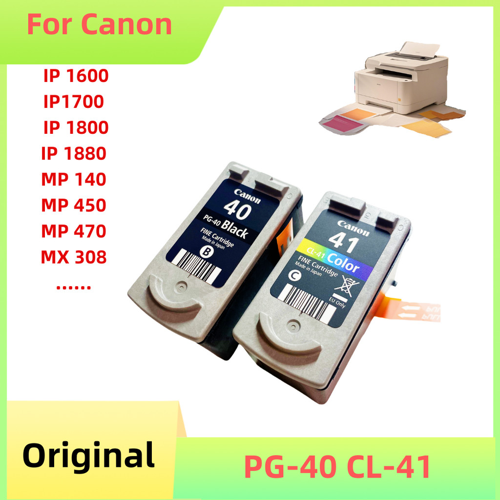 ตลับหมึกแท้ PG40 CL41 PG-40 CL-41 สําหรับ Pixma iP1600 IP1700 IP1800 PG 40 CL41 MP140 MP450 MP470 เค