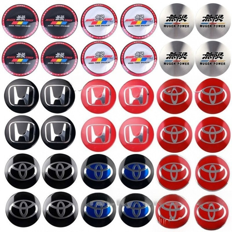 XSD 4PCS 56 มม.โลหะ Toyota Mugen รถศูนย์ล้อ Hub Cap สติกเกอร์อัตโนมัติยาง Emblem Badge Decal