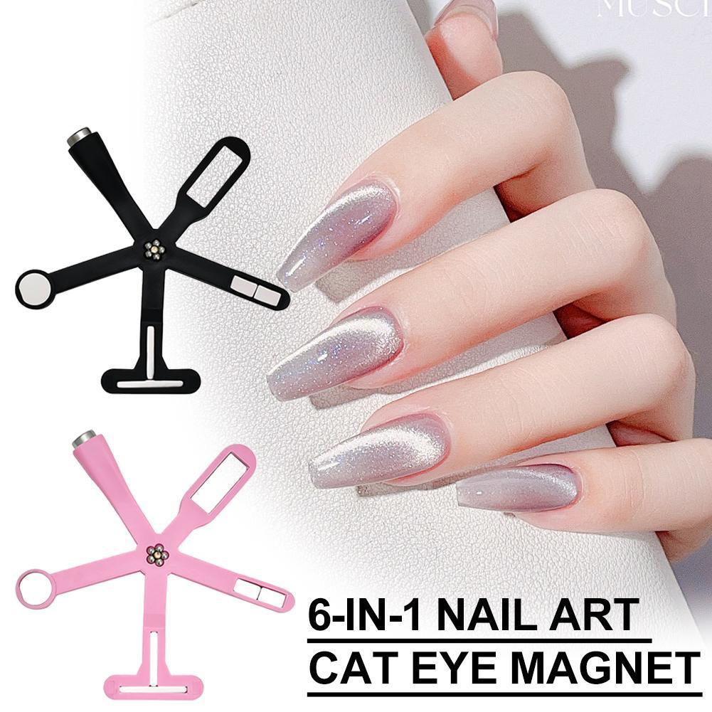 6-in-1 Nail Cat Eye Magnet Cross Shaped Multi Pattern Eye Magnet Oil Glue Nail Cat P0