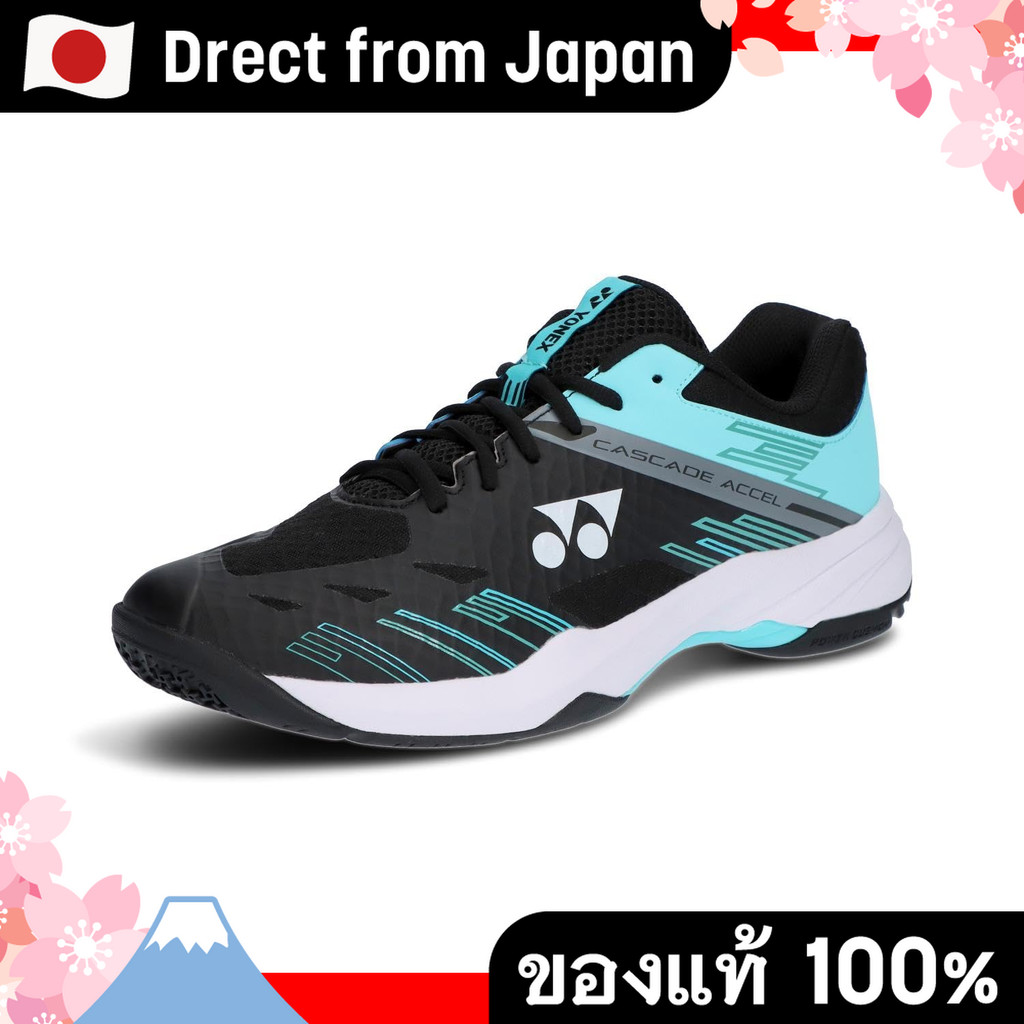 【Direct from Japan】 [YONEX] รองเท้าบดมินตัน Power Cushion Cascade Axel Wide สีดำ/ฟ้าไอซ์ สำหรับการเคลื่อนไหวรวดเร็วและรองรับแรงกระแทกสูง