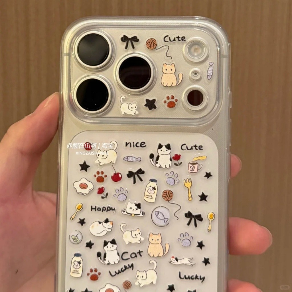 สติกเกอร์การ์ตูน 3D แมวน่ารัก DIY ติดเคสโทรศัพท์ แท็บเล็ต ตกแต่ง