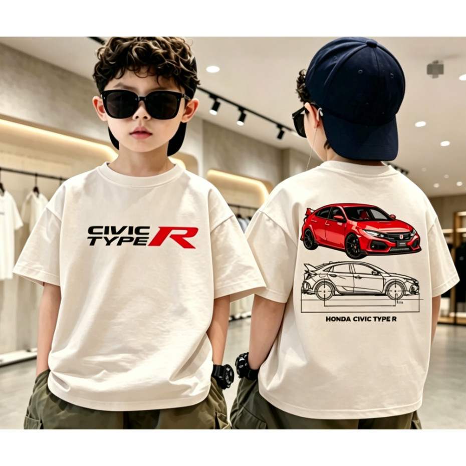 【จัดส่งภายใน 24 ชั่วโมง】ผ้าฝ้ายแท้ 100% / เสื้อยืดเด็ก / เสื้อแขนสั้นคอกลมเด็ก Honda Racing ขนาด 90-150