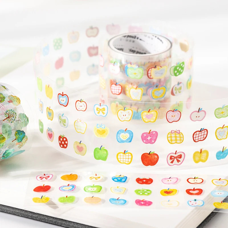 Journal GO 4cmx2M Journal เทปการ์ตูน Die-Cut PET Journal สติกเกอร์ที่มีสีสัน Trinket กระดาษกาวสําหรับ DIY สมุดภาพตกแต่ง
