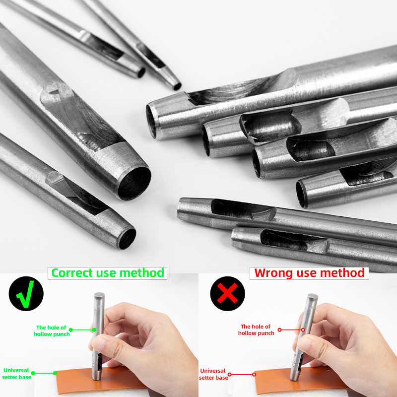 WUTA Basic Leather Hole Punch Tools Round Hollow Punches 0.5-15mm DIY Craft Working for Watch Band Fabric Plastic Gasket Belt — صورة 8