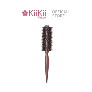 KiiKii หวีไดร์ขนหมูป่าลายเฉียง ด้ามไม้ตรง จัดแต่งทรงผม เพิ่มวอลลุ่ม ผมเรียบเงางาม ลดชี้ฟู