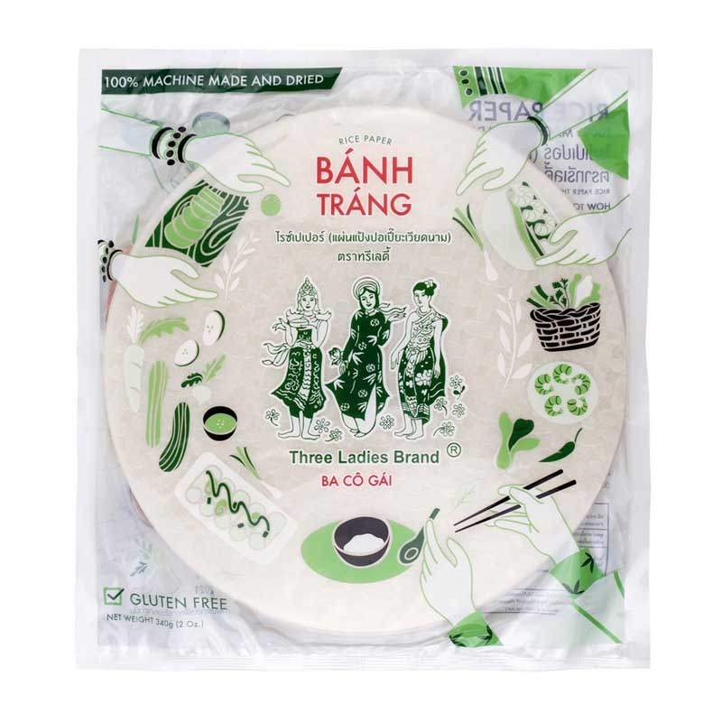ทรีเลดี้ แผ่นใบเมี่ยงเวียดนามแบบกลม 340 ก. (THREE LADIES Rice Paper 340 g) โปโลแมน POLOMAN