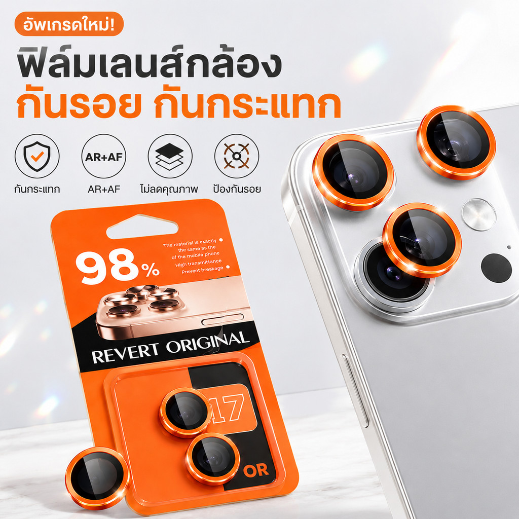 ใหม่! ฟิล์มเลนส์ไทเทเนียม สีตามเครื่องจริง 1:1 ปกป้องระดับพรีเมียม สำหรับ iPhone 17PROMAX 16PLUS 15 14PRO 13PROMAX 12PRO