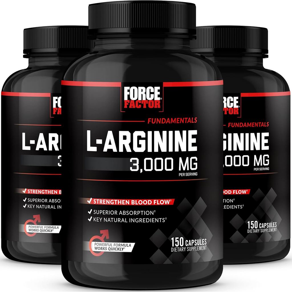 ForceFactorL-Arginine,3-Pack,NitricOxideSupplementwithBioPerinetoHelpBuild&SupportStrongerBloodFlow,