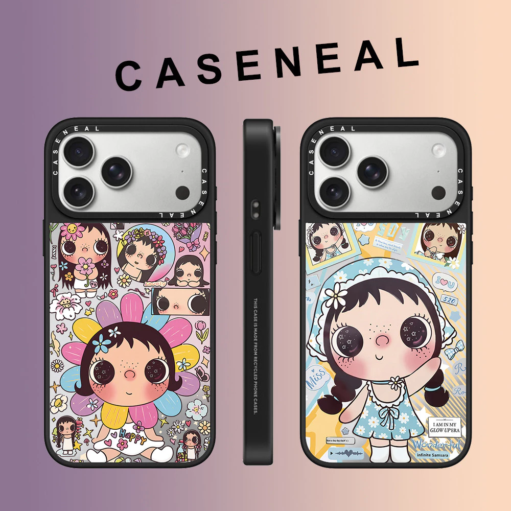 CASENEAL การ์ตูนน่ารักสาว yuy กระจก face เคสโทรศัพท์สําหรับ iPhone 17 Pro Max 16 ProMax 15Pro 14 Plus 13 12 โทรศัพท์กันกระแทกขอบนุ่มฮาร์ดป้องกันกรณี