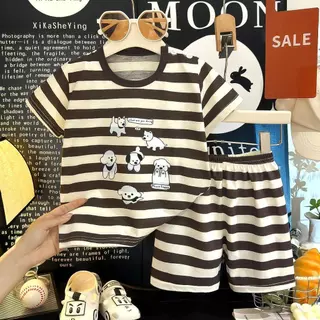 Dolemi Baby ชุดเซทเสื้อแขนสั้น+กางเกงขาสั้น cotton ขนาด 80-120 ชุด เสื้อผ้าเด็กเด็กลายการ์ตูน น่ารักๆ ผ้า เด็กผู้ชาย